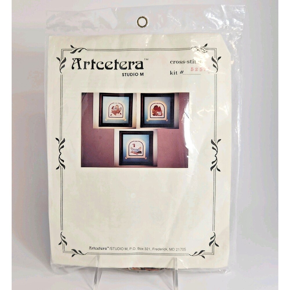 Artcetera Studio M Cross Stitch Kit Set of 3 Chicken Hen On Nest Designs NEW Vtg